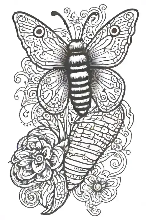 corn dog butterfly tattoo design idea