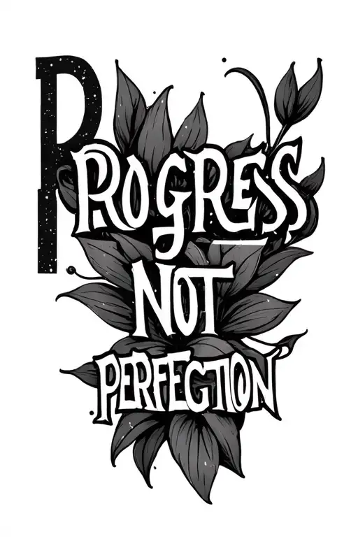 progress not perfection quote tattoo design idea