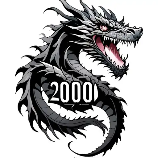 "2000" dragon wrapped tattoo design idea