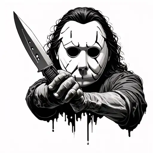 Michael Myers holding a knife tattoo design idea