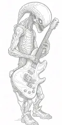 Alien playing guitar tattoo design idea