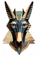 Anubis with sands of time, pyramids and eye of horus tattoo design idea