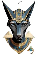 Anubis with sands of time, pyramids and eye of horus tattoo design idea