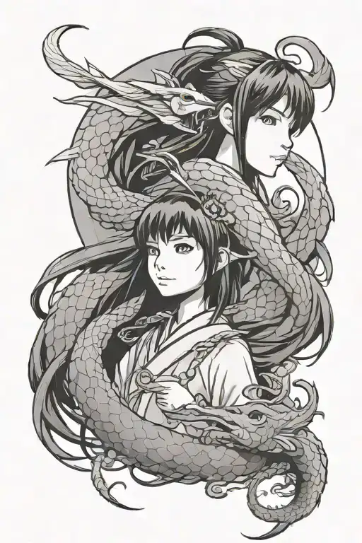 Haku and Chihiro tattoo design idea