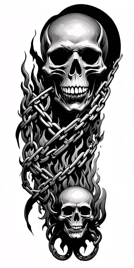 Death, anything metal like chains and gears, skulls, fire, devil, evil shit tattoo design idea