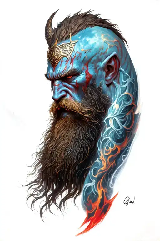 Mimir from god of war tattoo design idea