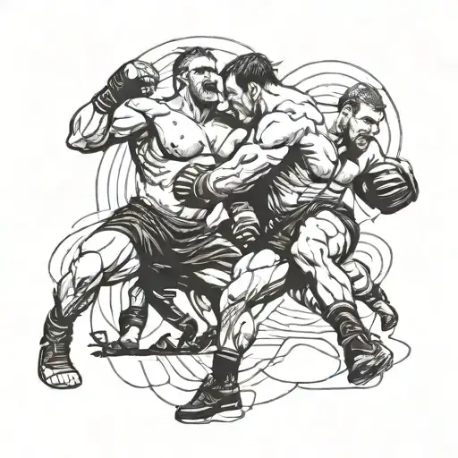 Combine elements of wrestling and MMA into a dynamic action-packed tattoo design tattoo design idea