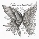 two wings at the side with "You are where you need to be. Just take a deep breath"written in between  tattoo design idea