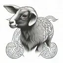 cute symmetrical lamb face made with a few lines tattoo design idea