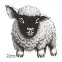 cute symmetrical lamb face made with a few lines tattoo design idea