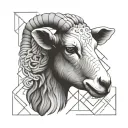 cute symmetrical lamb face made with a few lines tattoo design idea