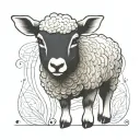 cute symmetrical lamb face made with a few lines tattoo design idea