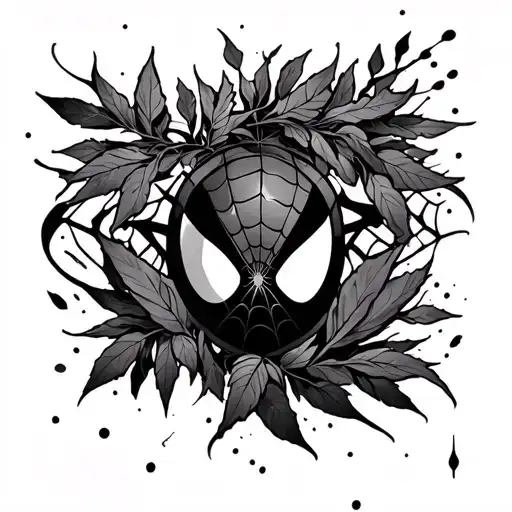 make a forearm tattoo that uses nezuko blood type leafs to go around the arm and spiderman webs around the arm with cust tattoo design idea