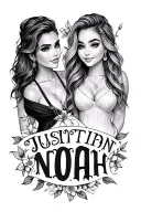 Names Justin, Ariana, Noah tattoo design idea