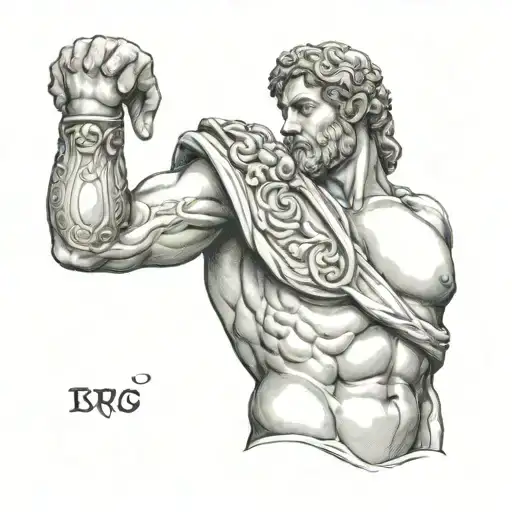 Greek statue torso broken arms tattoo design idea