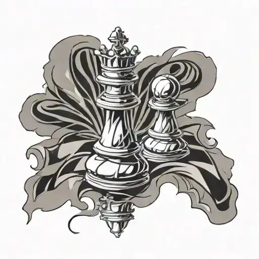 Broken king chess piece as a tattoo stancil tattoo design idea