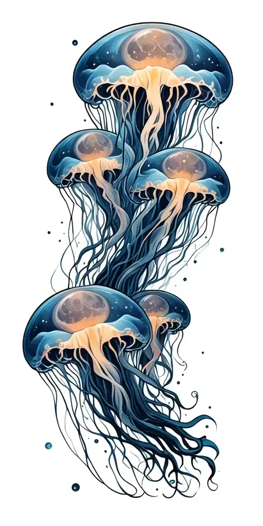 moon Jellyfish swarm tattoo design idea