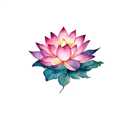 diya on pink lotus flower blooming tattoo design idea