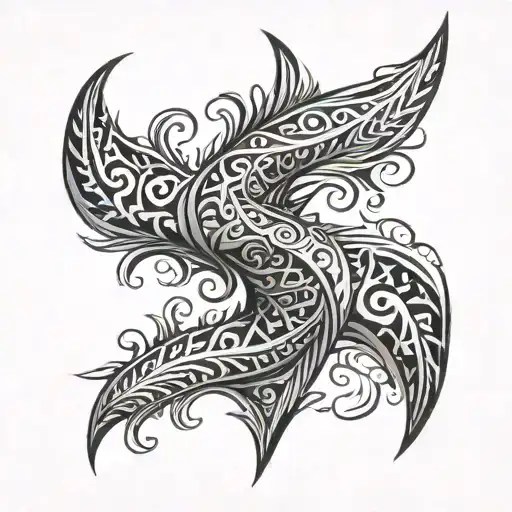 tribal pattern inspired of a back bone spine from the back of the neck bottom tattoo design idea