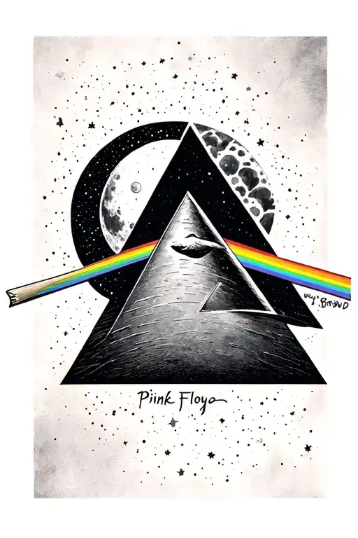 pink floyd the wall and prism and moon tattoo design idea