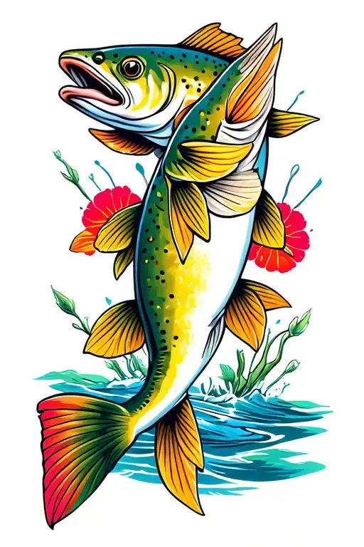 rainbow trout tattoo design idea
