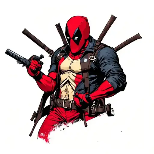 grimreaper in deadpool costume tattoo design idea