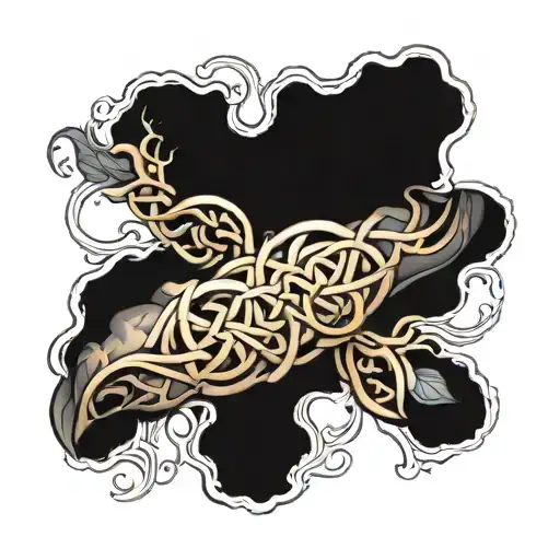 Arm sleeve for a male, with intertwining vines and celtic knot paterns, having hexagon shaped spaces for future tattoos. tattoo design idea