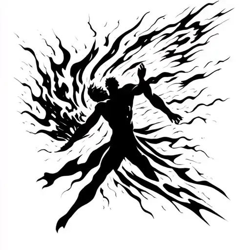 An abstract image of Prometheus crossing the void and abyss whilst embracing his Promethean inner fire. tattoo design idea
