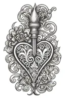 spade symbol intertwined hearts tattoo design idea