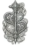spade symbol intertwined hearts tattoo design idea