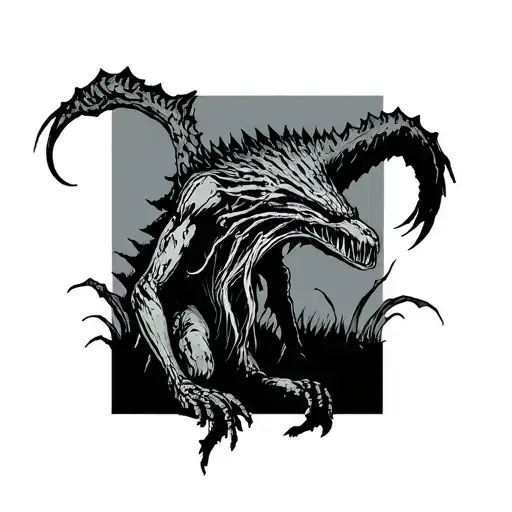 swamp monster tattoo design idea