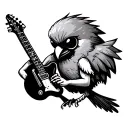 voodoo doll bird playing the electric guitar made tattoo design idea