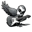 voodoo doll bird playing the electric guitar made tattoo design idea
