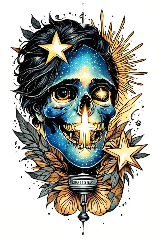 stars "who cares if one more light goes out"  tattoo design idea