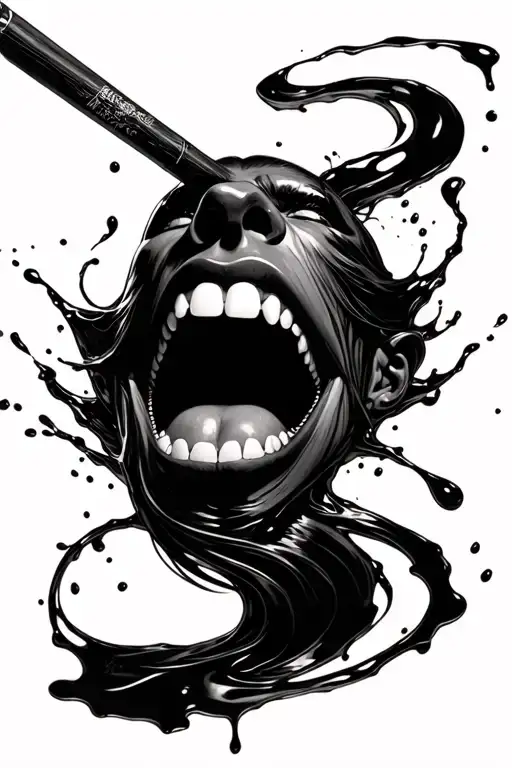 Sukuna, with a mouth on a boom around the spray of black blood tattoo design idea