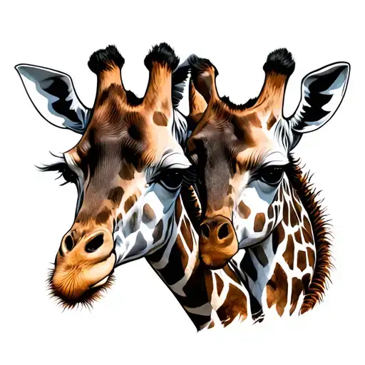 giraffe holding eachother tail in mouth tattoo design idea