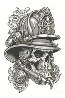 skull firefighter helmet tattoo design idea