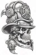skull firefighter helmet tattoo design idea