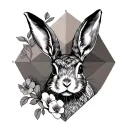 geometry hare flowers tattoo design idea