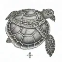 sea turtle shell turn in to a cross intertwined tattoo design idea