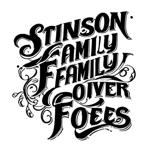 "STINSON FAMILY OVER FOES" CALLIGRAPHY  tattoo design idea