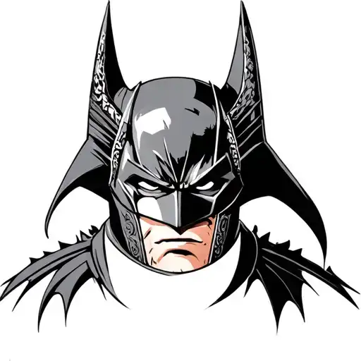 batman samurai mask tattoo design idea