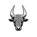 Celtic Bull drawn tattoo design idea