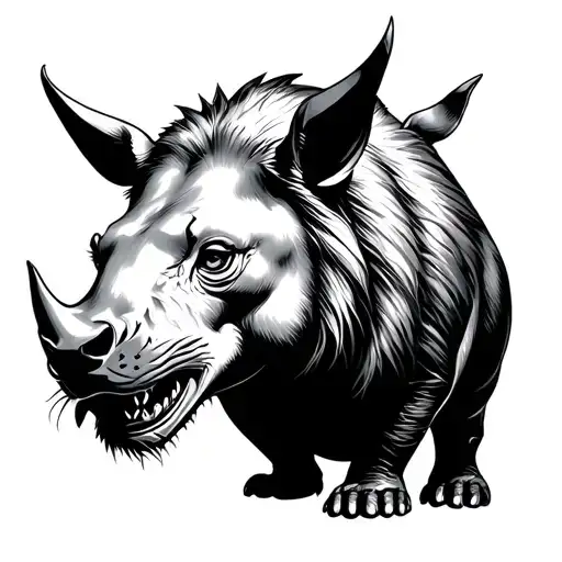 Creature mythological mi lion mi rhinoceros mi shark mouse mouse tattoo design idea