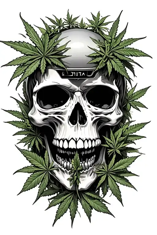 weed farm in space, drift cars, and skulls tattoo design idea