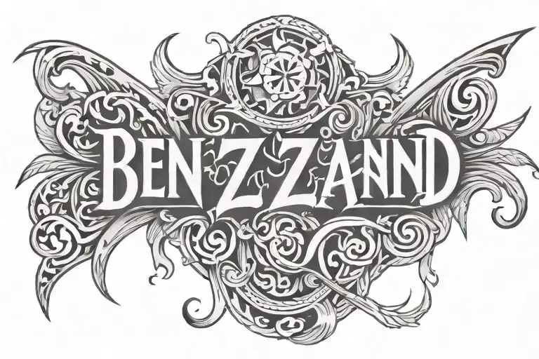 Ben Z Band letters tattoo design idea