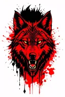  proud, slightly devious — with sharp eyes powerful, masculine alpha wolf in bold Polynesian tribal style. tattoo design idea