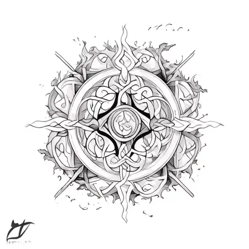 celtic trinqueta one edge wind one edge water one edge earth exterior circle fire tattoo design idea