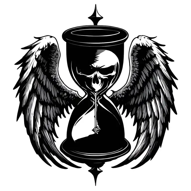 grim reaper wings hourglass   tattoo design idea
