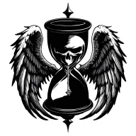 grim reaper wings hourglass   tattoo design idea